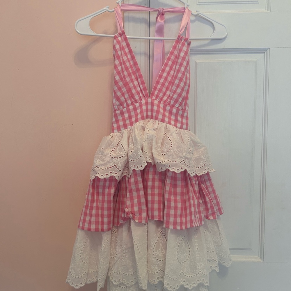 Gingham ruffled dress/nasty gal